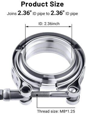 Evil Energy 2.36" V Band Clamp with Flange Male Female 304 Stainless Steel